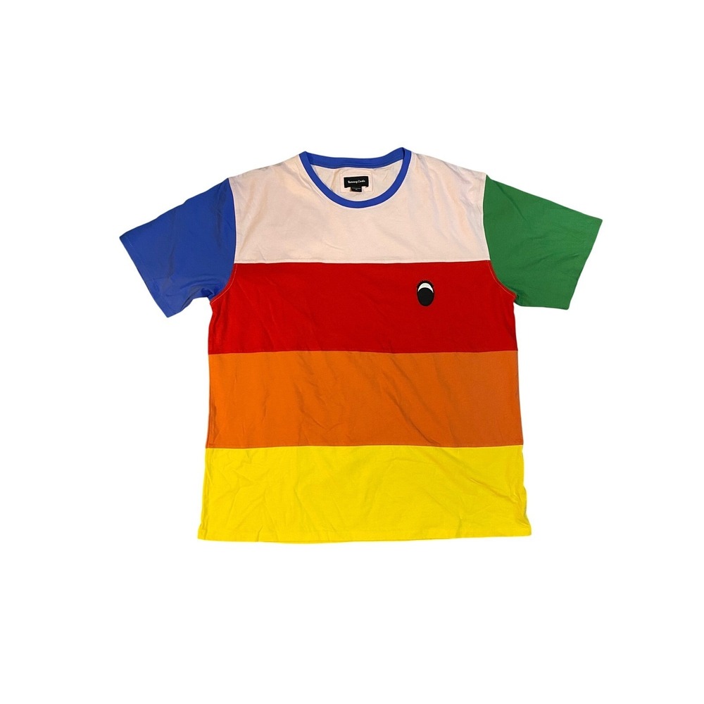Barney Cools Mens XL Colorblock Striped T-Shirt Multi Color Short Sleeve BC-03DF
